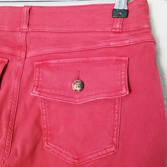 Spanx Stretch Twill Wide Leg Cropped Pants Wild Rose L Pull On Shaping Pockets - Picture 11 of 16